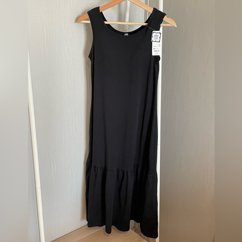 Uniqlo Black Tiered Bra Top Midi Dress